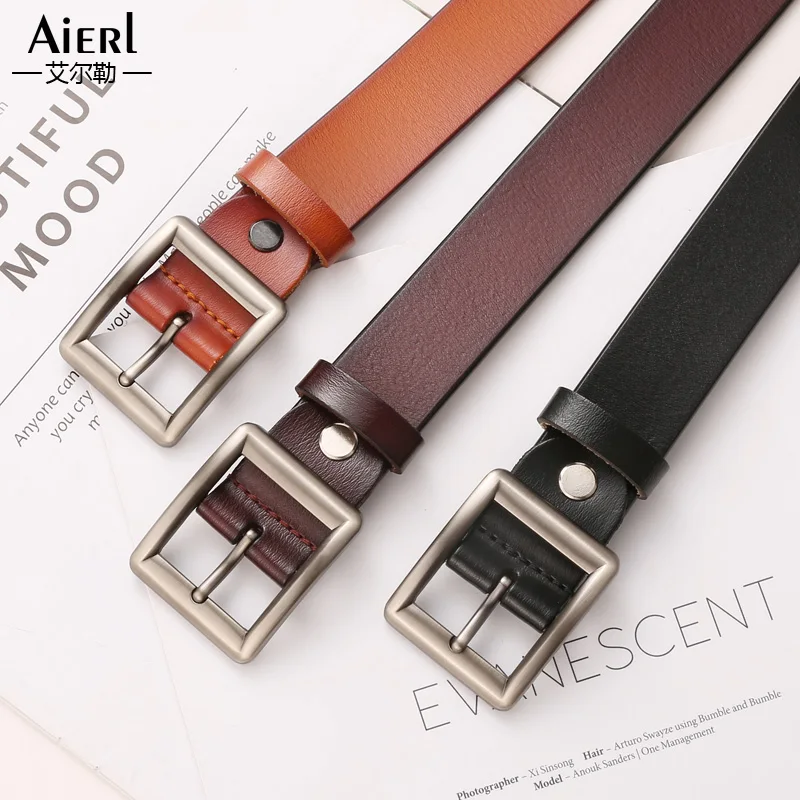Genuine Leather Belts For Women Fashion Pin Buckle Woman Belt High Quality Second Layer Cow Skin Strap Female Width 2.8 cm