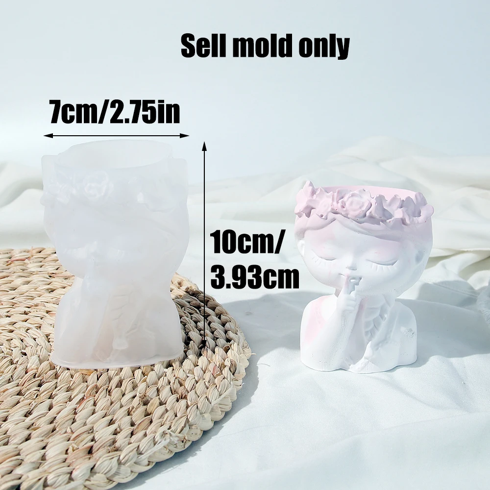 3D силиконовая форма для цветочного горшка девочек эпоксидной смолы в виде чашки