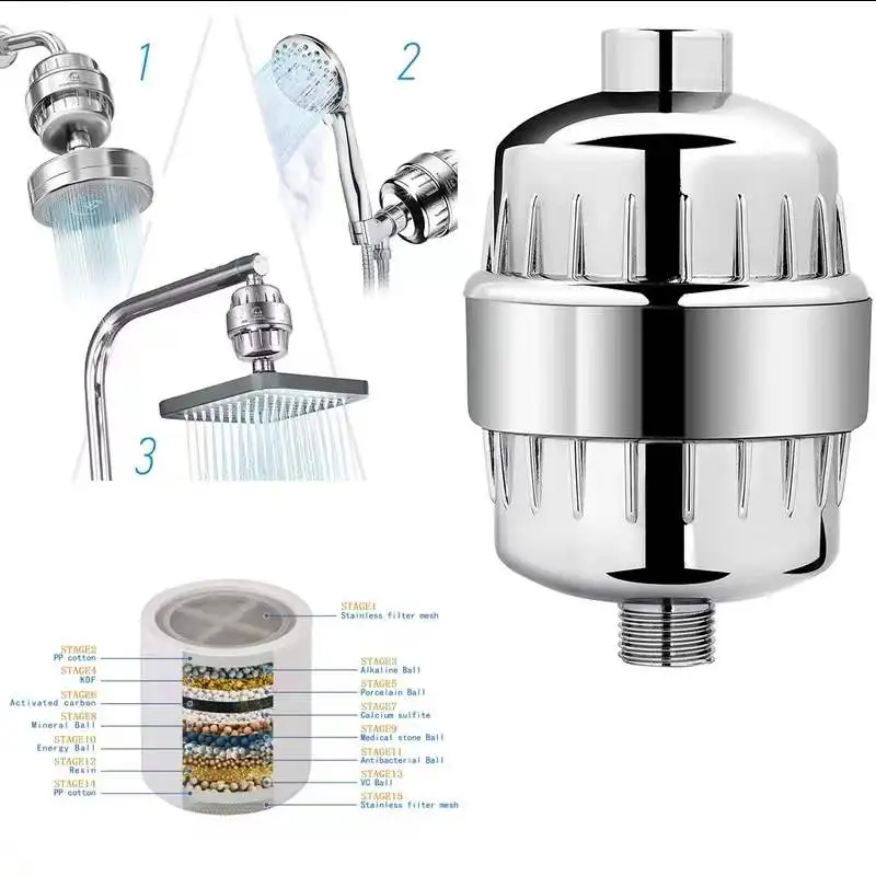 

Shower Water Filter, 20 Stages, Remove Chlorine, Heavy Metals, Filtered Showers Head, Soften for Hard Water, Water Purifier