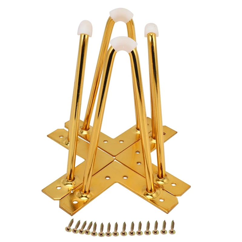 

A50I 4Pcs Gold Hairpin Legs Protectors For Furniture Legs Sofa Cabinet Furniture Leg Feet Coffee Tea Bar Stool Chair
