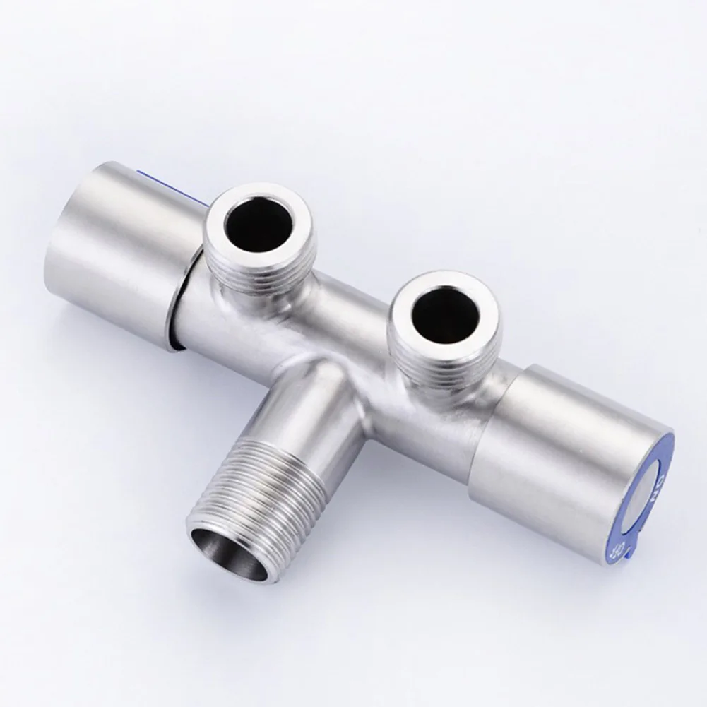 

1PC Double Handle Double Water Outlet Stainless Steel Water Faucet Washing Faucet Triangular Valve Toilet Thickened Angle Valve
