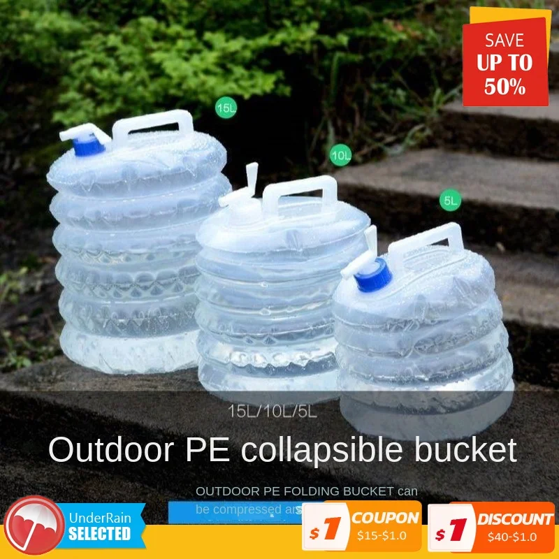 

3L-15L Outdoor Collapsible Water Bag Camping Foldable Water Containers Drinking Multifunction Telescopic Storage Water Bottle