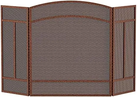 

Beauty Fireplace Screen 3 Panel Wrought Iron 48"(L) x 29"(H) Spark Guard Cover(Black)
