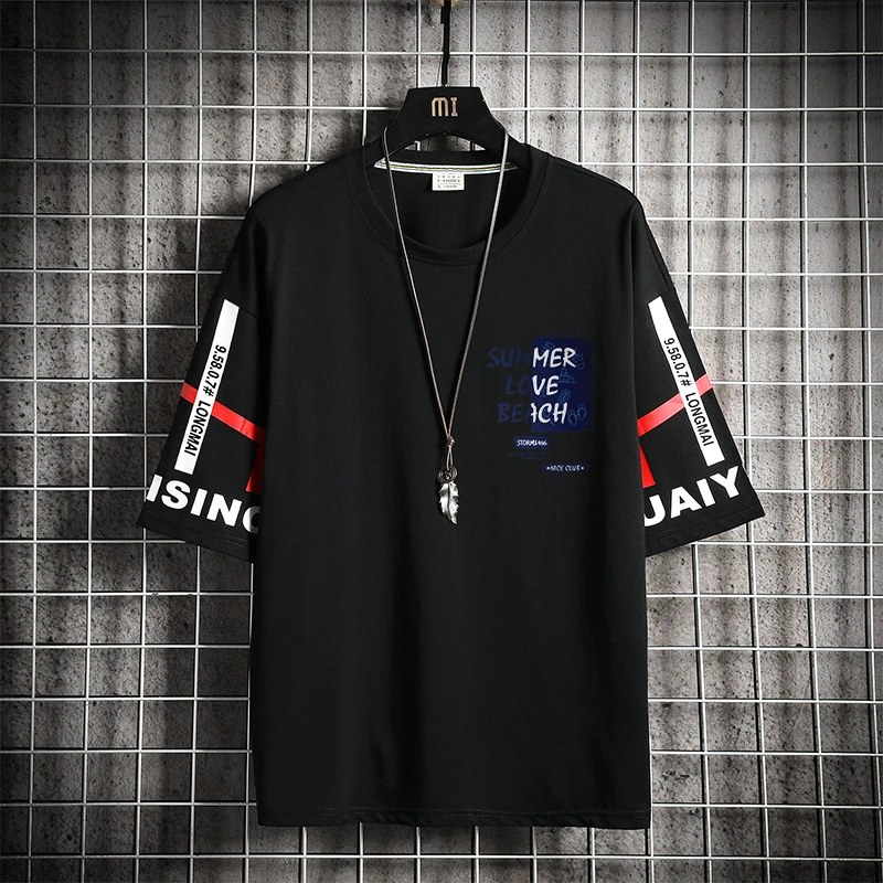 

Hip Hop Loose Mens Streetwear T-shirts Casual Classic 2023 Summer Short Sleeves Black White Tshirt Tees Oversize 4XL T Shirt