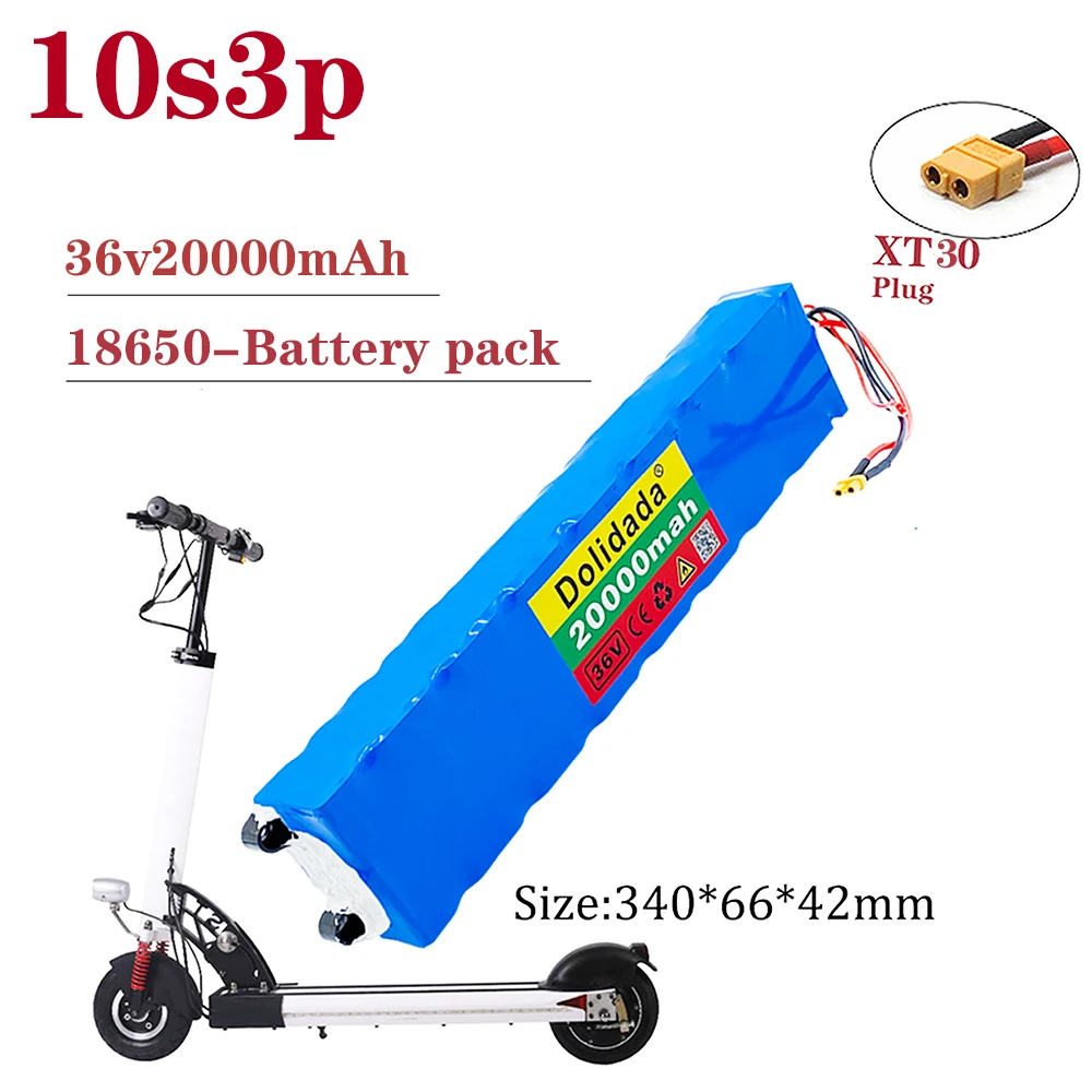 

Литиевая аккумуляторная батарея 18650 10S3P, 36 В, 20 Ач, XT30, 500 Вт, высокая мощность для велосипедов, скутеров, электрических автомобилей с BMS