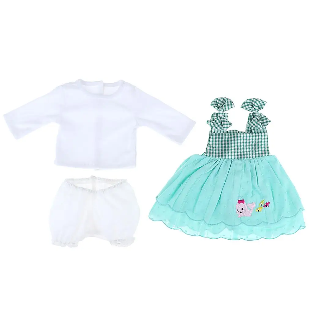

Long Sleeve Tops Dress Short Pants For 22'' Newborn Baby Doll Clothes Set