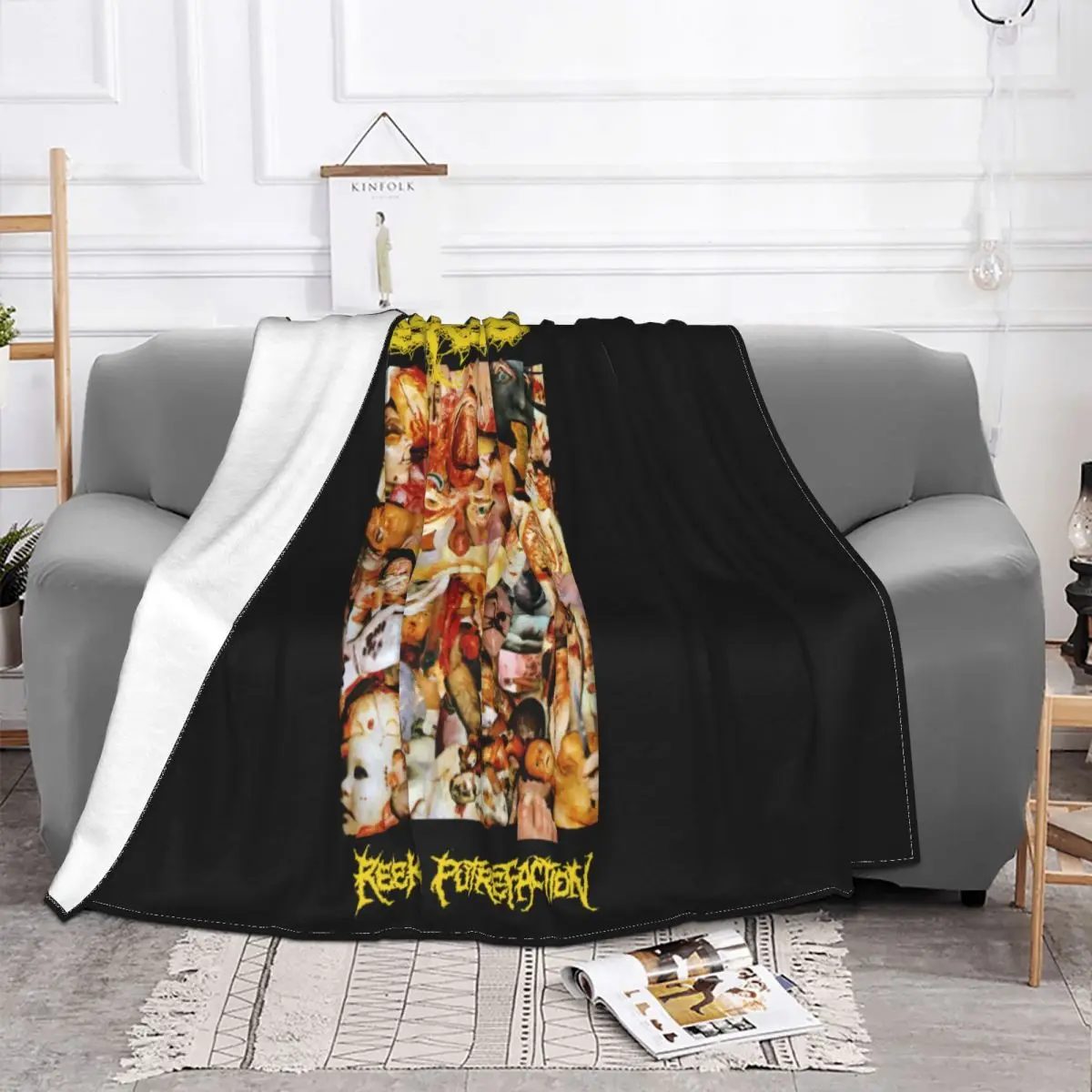 Черное одеяло Carcass Reek Of Putrefaction большой размер 100 хлопковое брендовое Yazbek