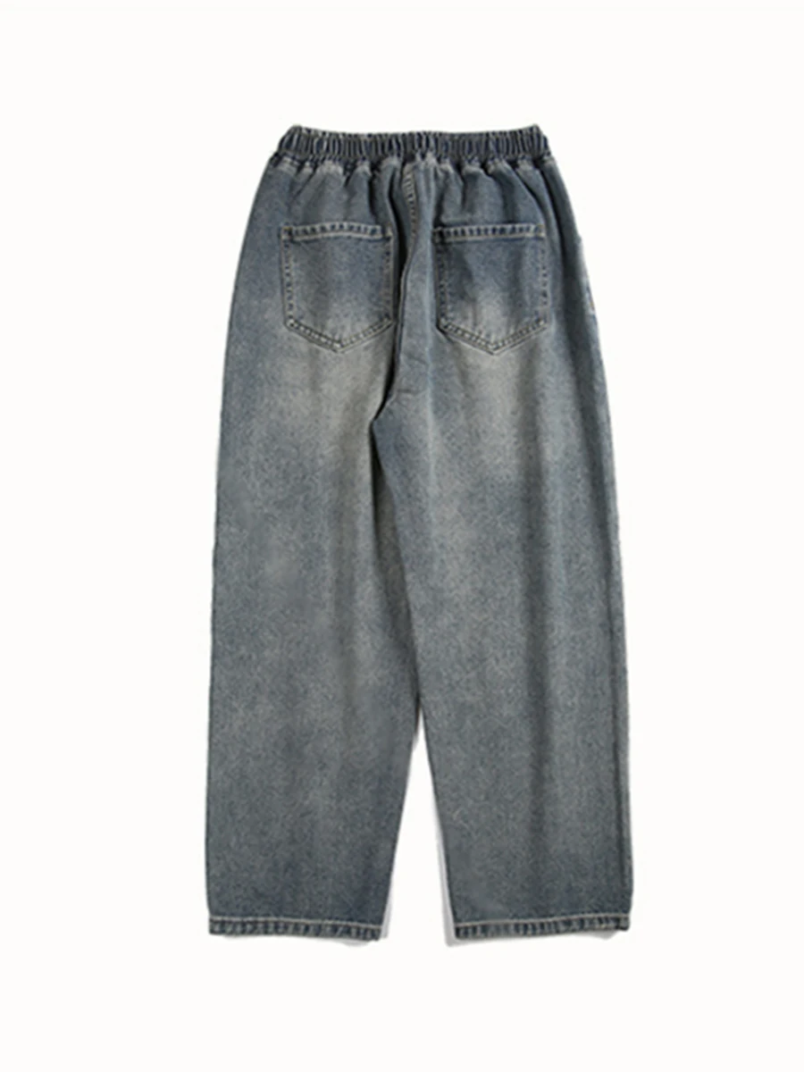 Four Seasons New Street Casual Loose Jeans Men's Fashion Loose Straight Wide Leg Pants Brand Clothing Streetwear Ins Hot Sale