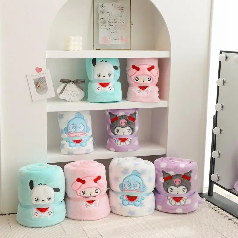 

Hello Kittys Cartoon Blanket Sanrios Kuromi Cinnamoroll Kawaii Anime Figure Girl Heart Household Office Lunch Break Blanket