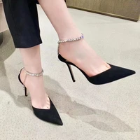plus size 34 42 summer pumps for women party shoes 2022 womans sandals pointed toe woman office high heels sexy 8 5cm thin heel