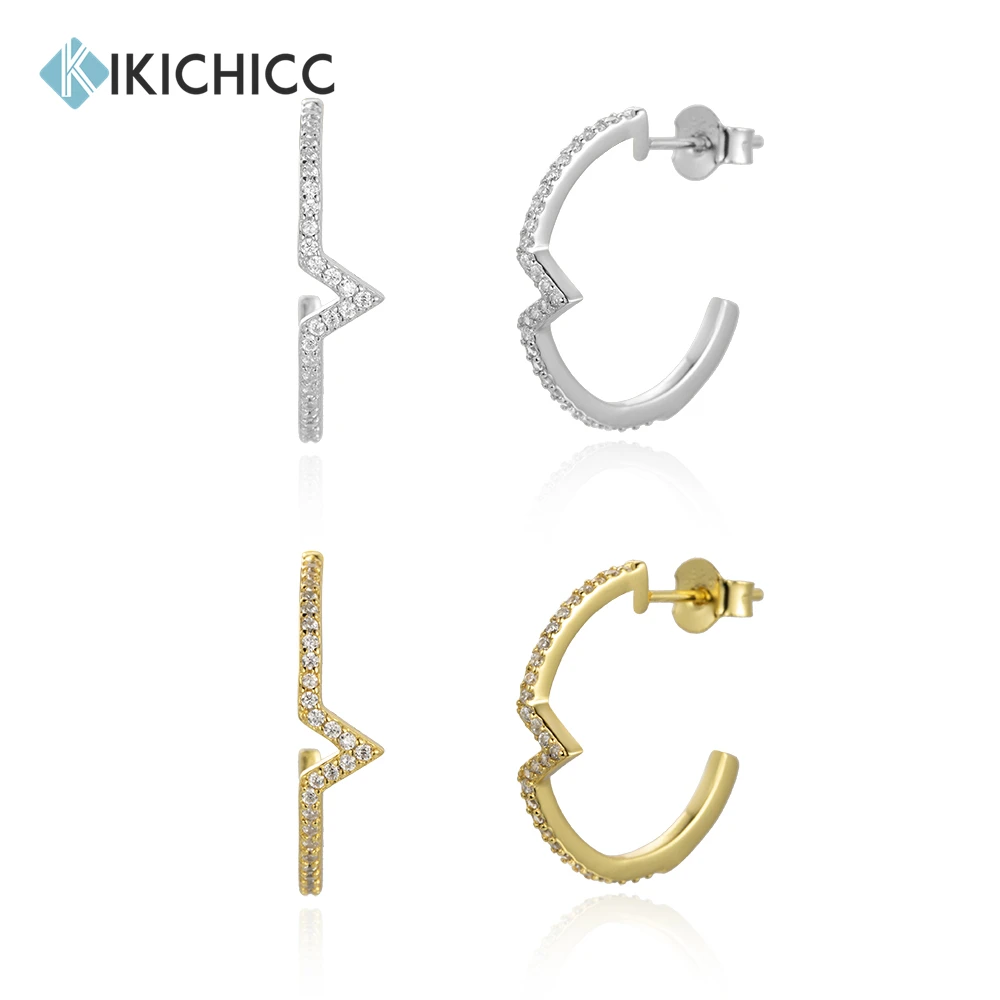 

Серьги-гвоздики KIKICHICC, серебристые и золотистые серьги-кольца с фианитами, серьги-гвоздики 2023 в стиле рок, панк, хрустальные ювелирные издел...