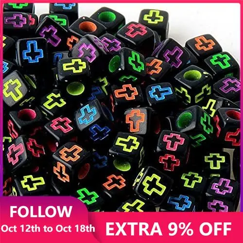 

50pcs 6x6mm Letter Square Acrylic Beads Alphabet Mixed Cross Cube Loose Spacer Beads for Jewelry Necklace Making DIY Accessories