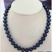 stunning aaa9 10mm tahitian bla blue pearl nelace 18inch