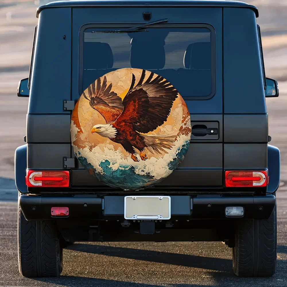 Фото Чехол для запасного колеса Eagle Wave Design: прочный полиэстеровый защитный чехол для хранения на открытом воздухе №2