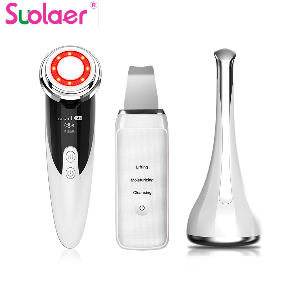 

Ultrasonic Skin Scrubber Blackhead Remover Pore Cleaner Shrinking Reduce Wrinkles Face Lifting Kit Ice Facial Massager Skin Care