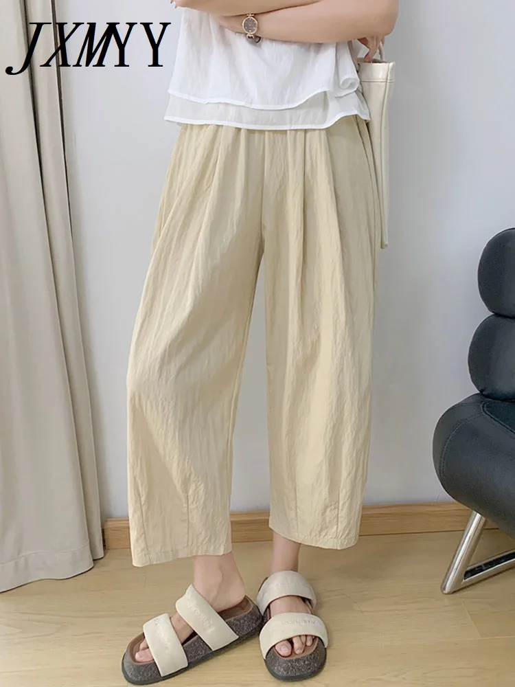 2024 летние модные новые повседневные свободные брюки тонкие девять точек прямые