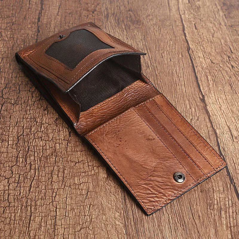 Vintage high-quality genuine leather men's women's wallet casual simple luxury soft natural real cowhide card holder coin purse