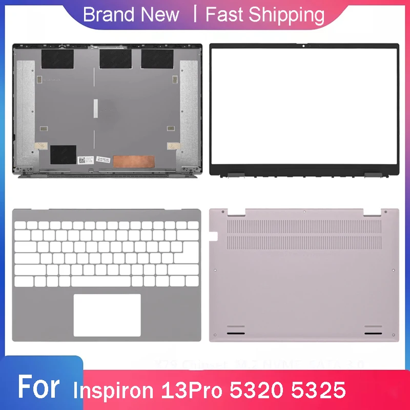 

New Bottom Case For Dell Inspiron 13Pro 5320 5325 Series Laptop LCD Back Cover Front Bezel Palmrest Upper Rear Lid Grey Pink