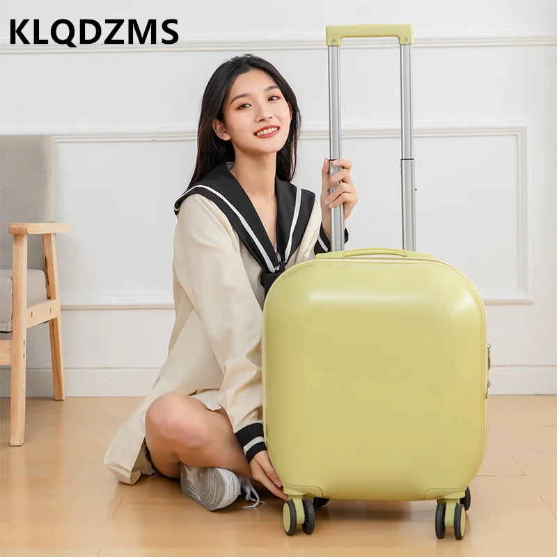 KLQDZMS Children's Hand Push Rod Case 18 Inch Waterproof Boarding Suitcase Small portable Luggage Female New Cute