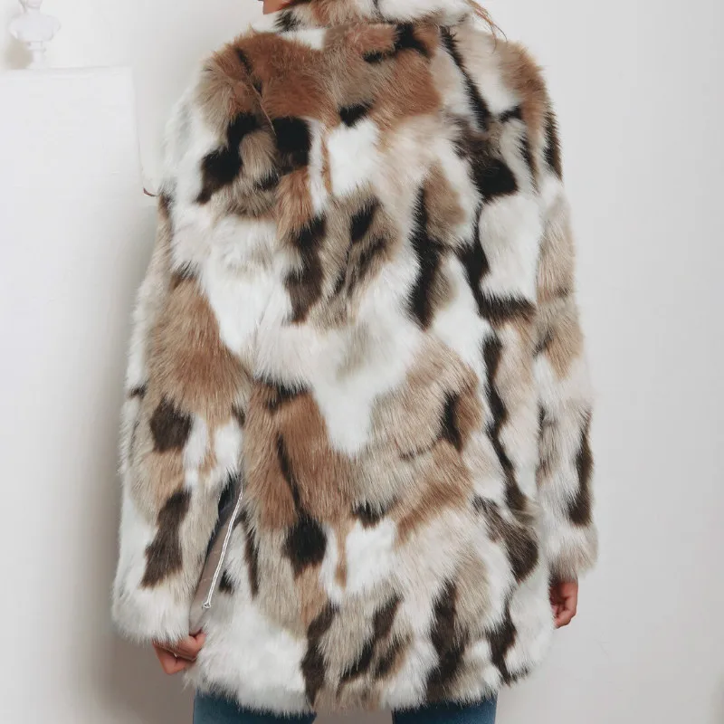 New Fashion Faux Fur Coat Women Winter Long Coats 2023 Autumn Thick Warm Soft Leopard Print Fur Jacket Female Overcoat Outerwear