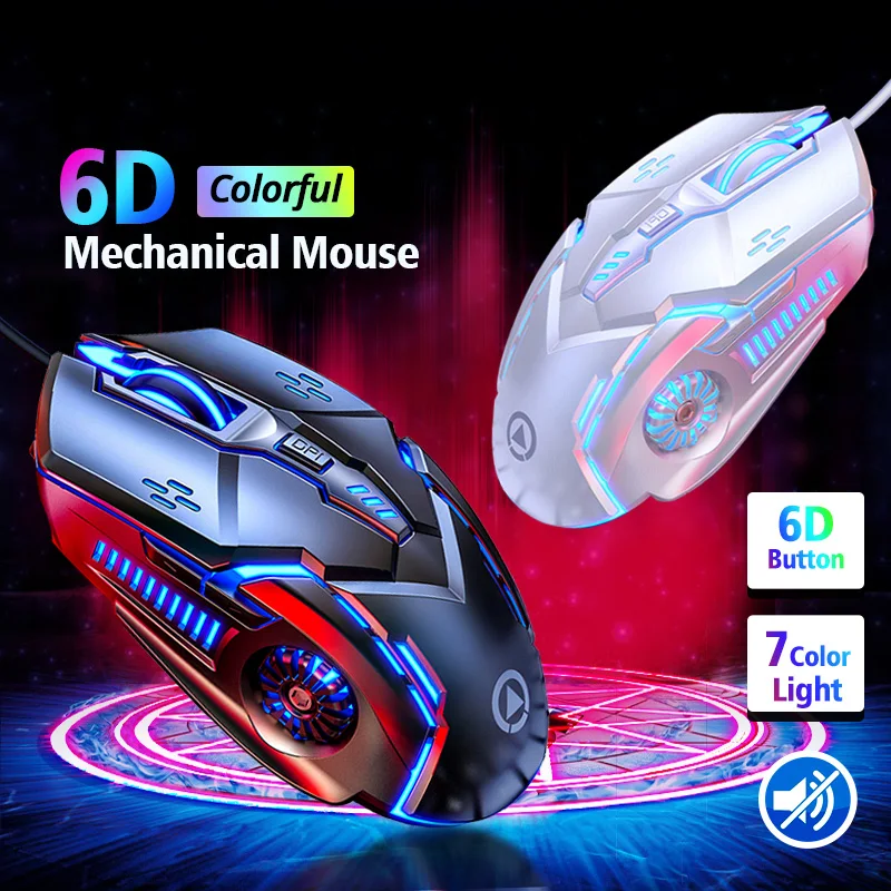 

Gamer Gaming Mouse 6D 3200DPI Luminous Adjustable USB Computer Mice LED Silent Mouse For Laptop PC Mechanical 4 High Speed Mice