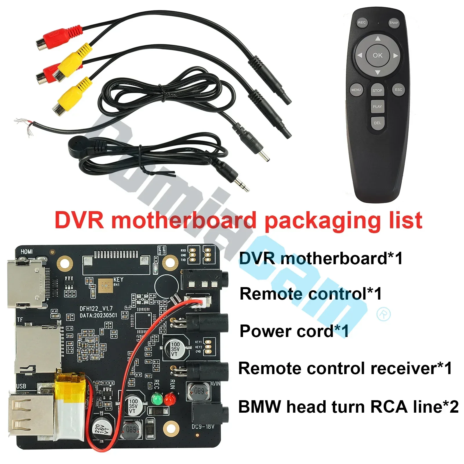 1-канальный видеорегистратор AHD HD с материнской платой DMA122 и выходом HDMI, поддержка камер AHD и TVI 1080P, максимальная карта памяти TF 256 ГБ (art.: 3920db652c007) - 3920db652c007