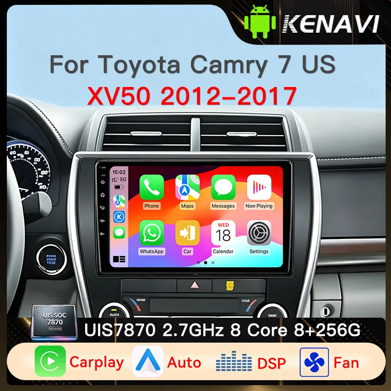 Фото Автомагнитола UIS7870 для Toyota Camry 7 XV50 XV55 (версия для США) 2012-2017, беспроводной Carplay, Android Auto, мультимедийный плеер, стереосистема 2 Din №1