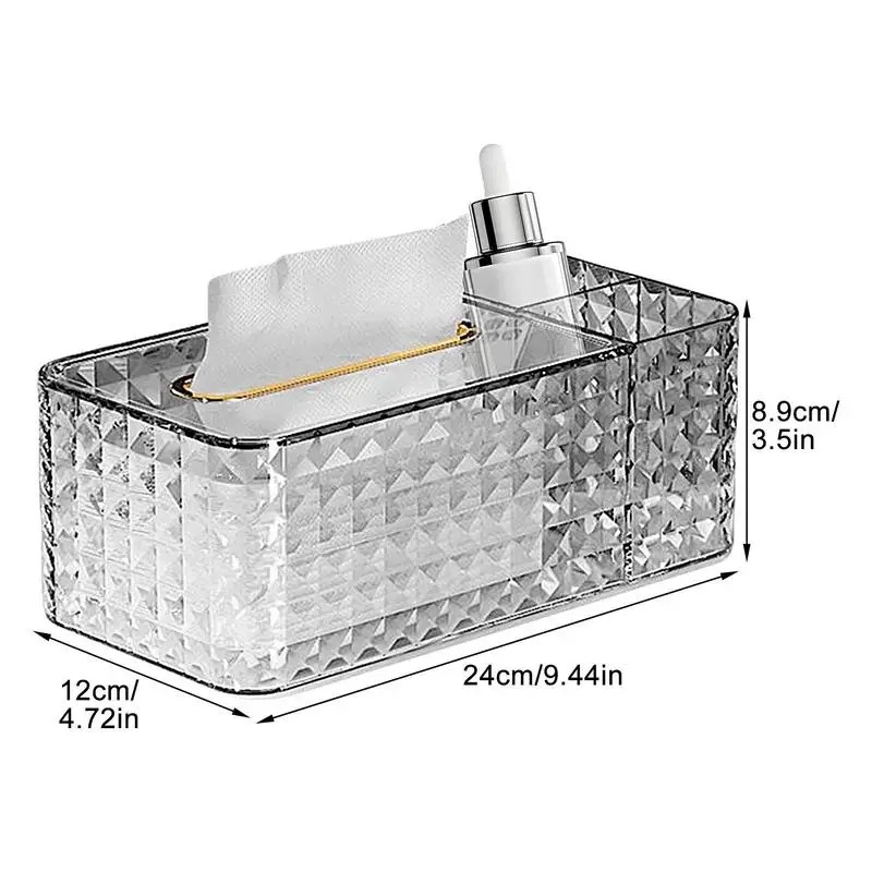 Tissue Box Cover Tissue Box Holder Rectangular With Storage Tray Nordic Style Light Luxury Tissue Holder For Pumping Paper images - 6