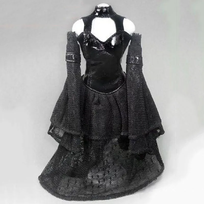 

CC34 DOLLSFIGURE 1/6 Scale Sexy Gothic Mini Black Mesh Wedding Dress Long Skirt Set for 12 Inches Action Figure Model Dolls