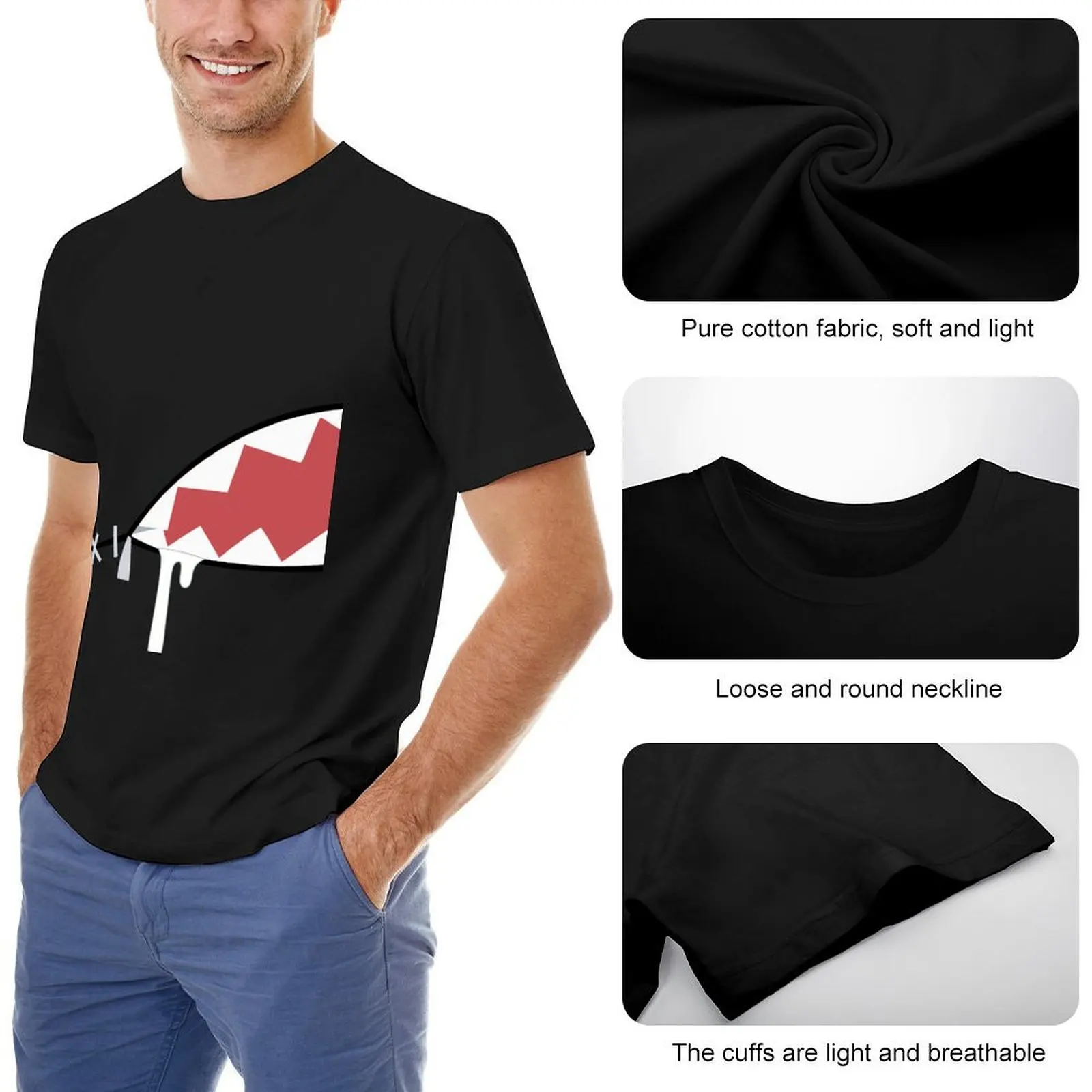 Футболка Gawr Gura Shark Mouth новое издание топы с фигурками аниме винтажные мужские