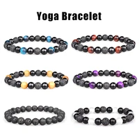 trendy mens beads bracelets 7 chakra magnetite volcanic tiger eye stone cool jewelry yoga sports health bracelet pulsera hombre