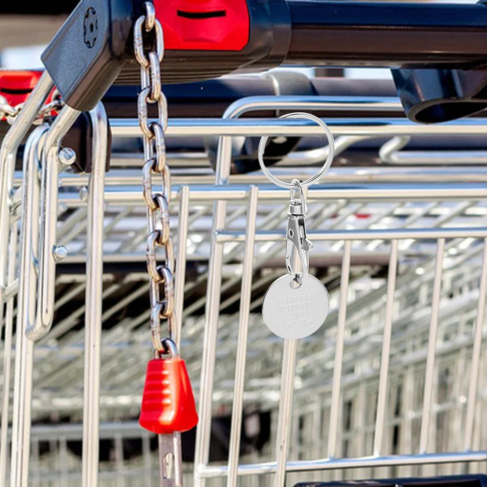 2 шт. жетоны на тележке для покупок с кольцами ключей корзина из нержавеющей стали