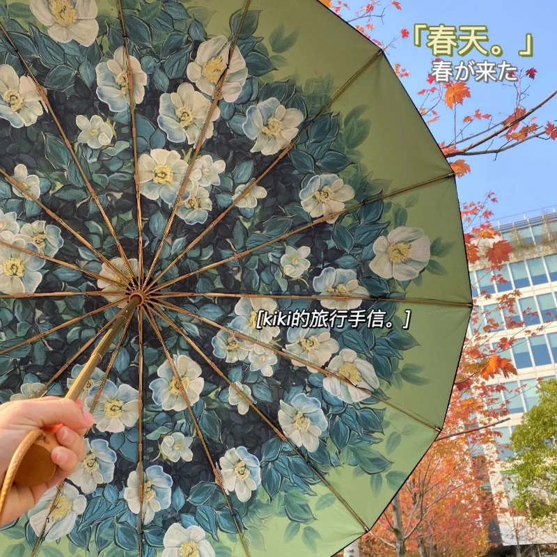 

Uv Parasol Umbrella for Women Strong Umbrella Windproof Flower Long Handle Umbrella Rain Foldable Umbrella Folding Guarda Chuva
