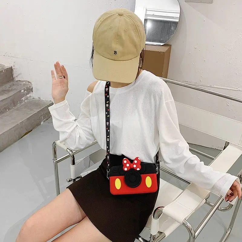 Disney Silicon Minnie Shoulder Bag for Girl Kid Cute Cartoon Crossbody Bag Silicone Phone Bag Birthday Gift Free Shipping