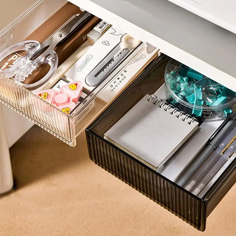 

Under Desk Drawers Transparent Stationery Storage Box Hangings For Home Office School Desk Storage And Organization To Save