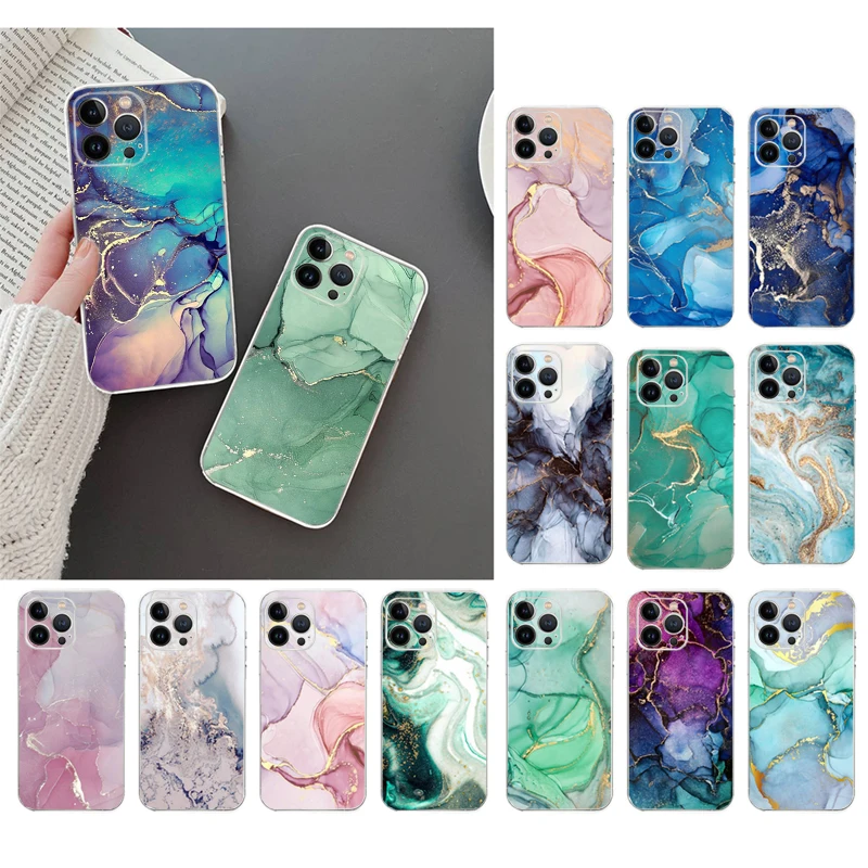 

Phone Case For iphone 14 Pro Max 13 12 11 Pro Max XS XR X 12mini 7 8 Plus SE Marble Case Funda