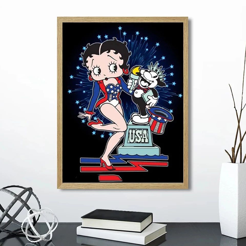 5D Diamond Painting Cartoon Cool Girl Princess Betty Picture of Rhinestones Diamond Mosaic Embroidery Full Drill Home Decor Gift