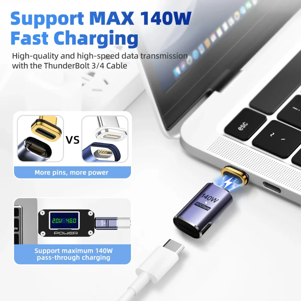 Фото Магнитный адаптер USB Type C-Type C, 140 Вт, 40 Гбит/с №2