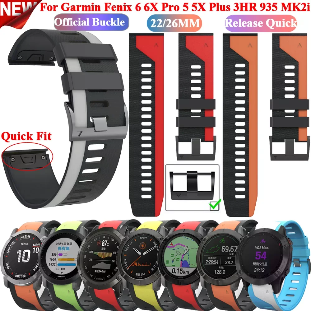 

Ремешок для наручных часов Garmin Fenix 6 6X Pro 5 5X Plus 3HR 935, силиконовый браслет Fenix6 Fenix5 Quick Easyfit