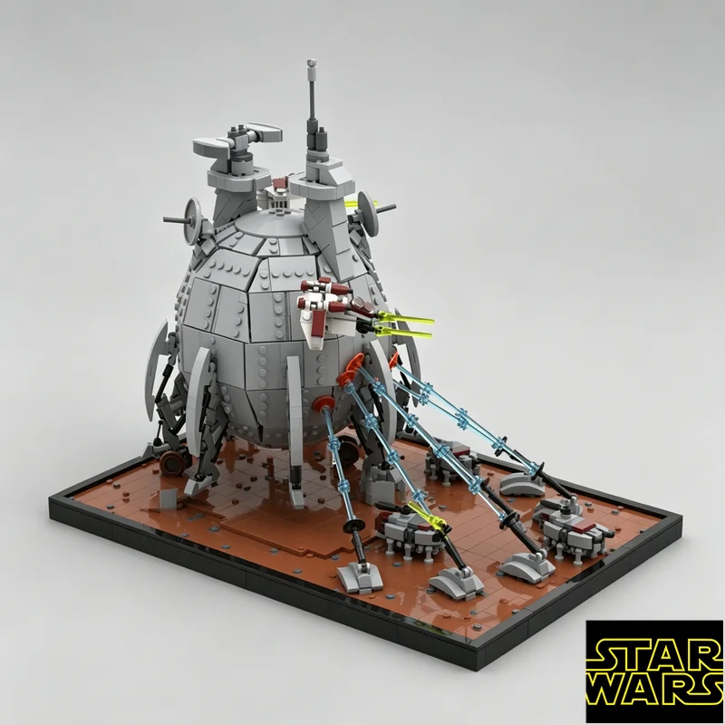 Фото 2667 деталей MOC: Диорама «Битва на Геонозисе» с космическим кораблем, креативные идеи, детская игрушка, строительные блоки, развивающая игрушка №3