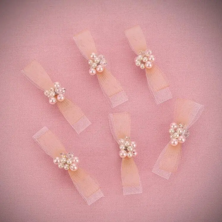 

Pearl bow hairpin, bridal crystal headdress white wedding dress accessories