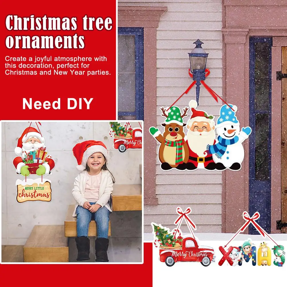 

Christmas Tree Ornaments Door Hanger New Year Pendants Tree Santa Claus Snoweman Xmas Elk Merry Decor 2023 Christmas U2D7