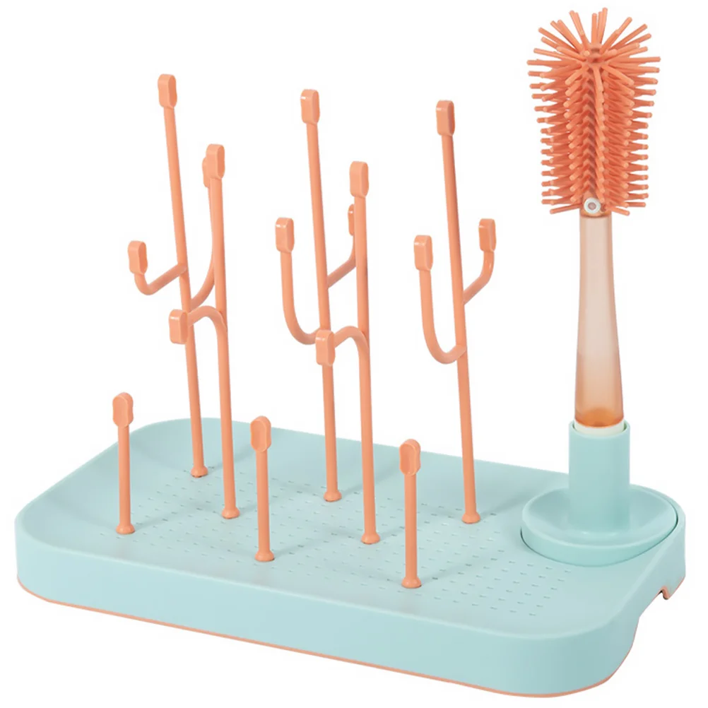 

1 Set Baby Bottle Storage Rack Rotatable Cleaning Brush Baby Bottle Drainer