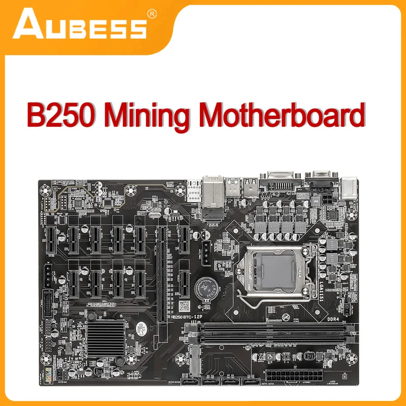 

B250 Mining Motherboard PCIe X1 PCI-E X16 LGA 1151 DDR4 SATA MSATA USB 3.0 VGA DVI-I For 12 Graphics Card Bitcoin BTC ETH Miner