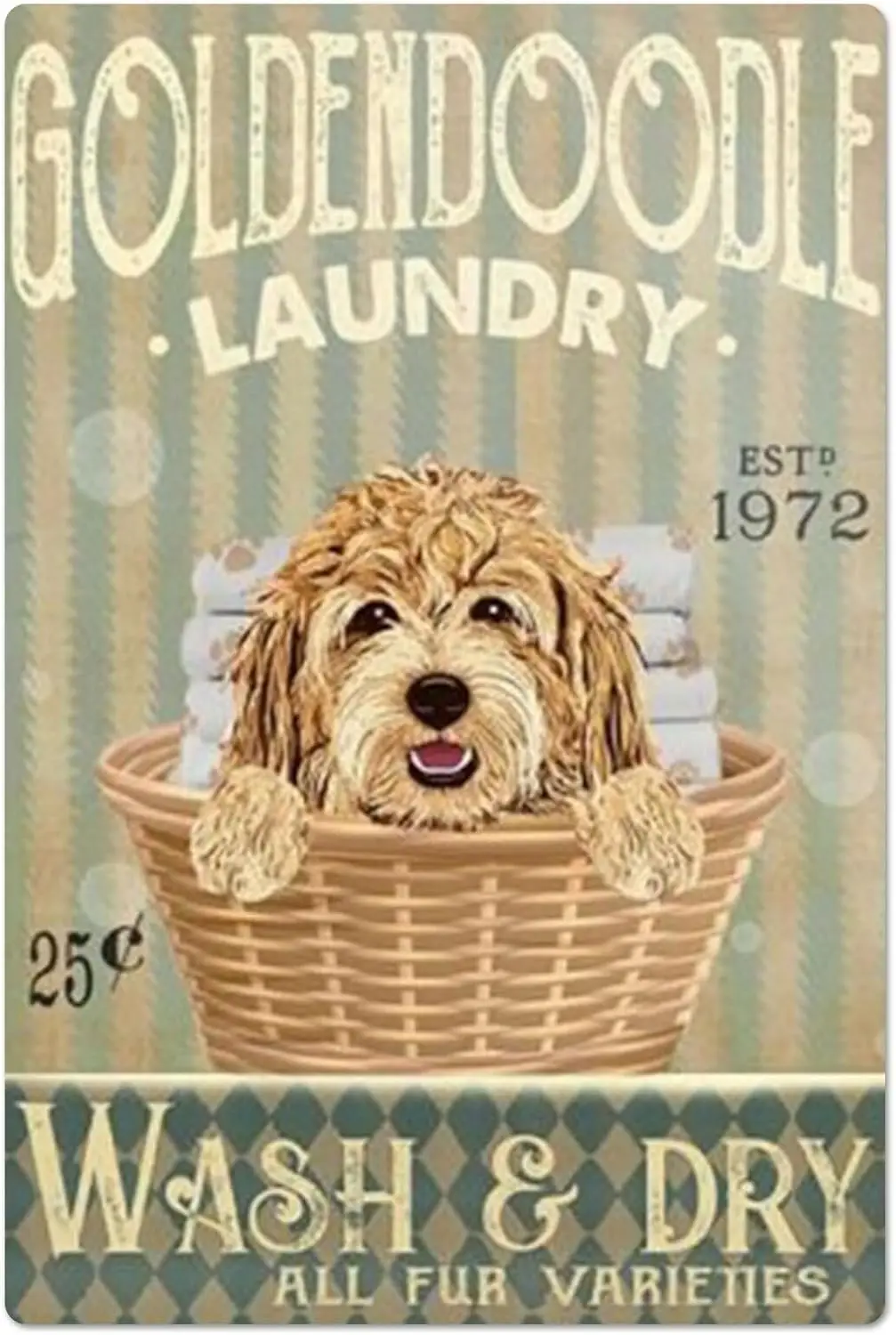 Yorkshre Terrer Retro Metl Sgn Lundry Vntge Wsh Dry ll Fur Vretes Sgns Wll Decor Funny Tn Br Decortons rt Poster 12x18 nch