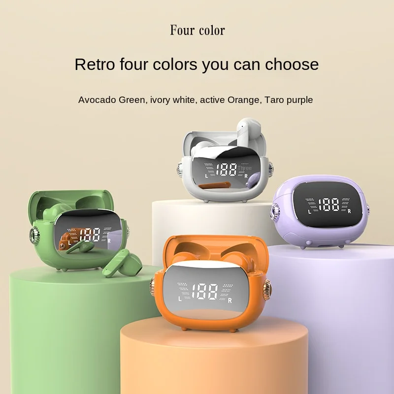 

Wireless Headphones Noise-Reduction Bluetooth Headset Low Latency Retro Color Matching in-Ear Wireless with Mic Earbuds Headset