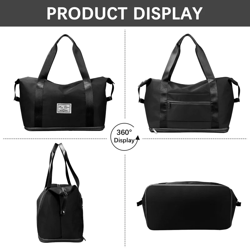 Travel Duffle Bag, Foldable Tote Bag for Women, Weekender Bag Dry and Wet Separated Carry on Bag, for Vacation, Sport, Beach
