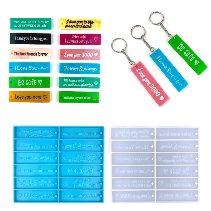 

Shiny English Alphabet Keychain Silicone Epoxy Resin Mold DIY Ornaments Pendant Jewelry for Luggage Tags Bag Accessories