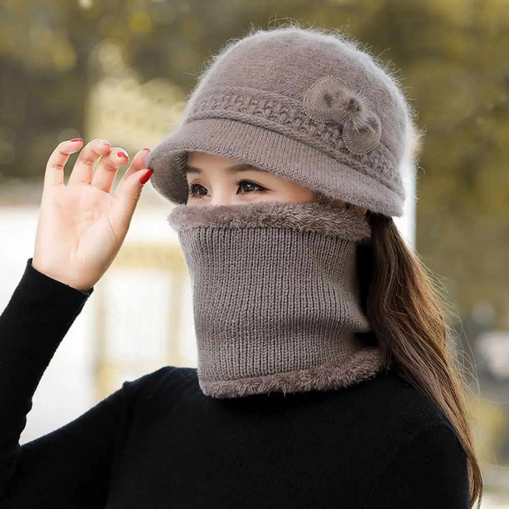 

Stylish Winter Hat Scarf Stretchy Winter Hat Scarf Set Neck Protection Soft Riding Skiing Hat Scarf Set Keep Warm