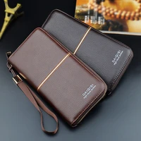 mens business style zipper wallet card holder purse long wallet clutch bag leisure large capacity soft wallet mobile phone bag
